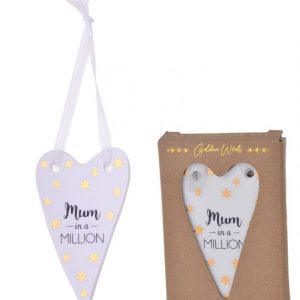 Golden Words Heart Plaque Mum
