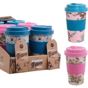 BAMBOO FLORAL TRAVEL MUGS