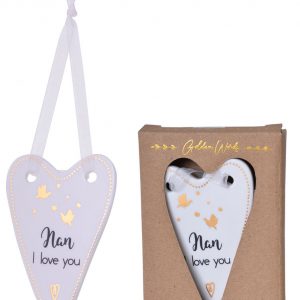 GOLDEN WORDS HEART PLAQUE NAN